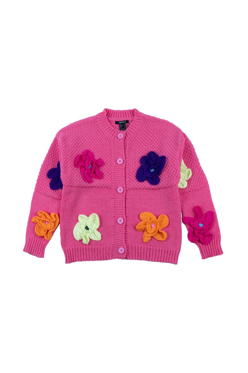 Floral Appliqué Knit Cardigan Sweater | Forever 21 Womens
