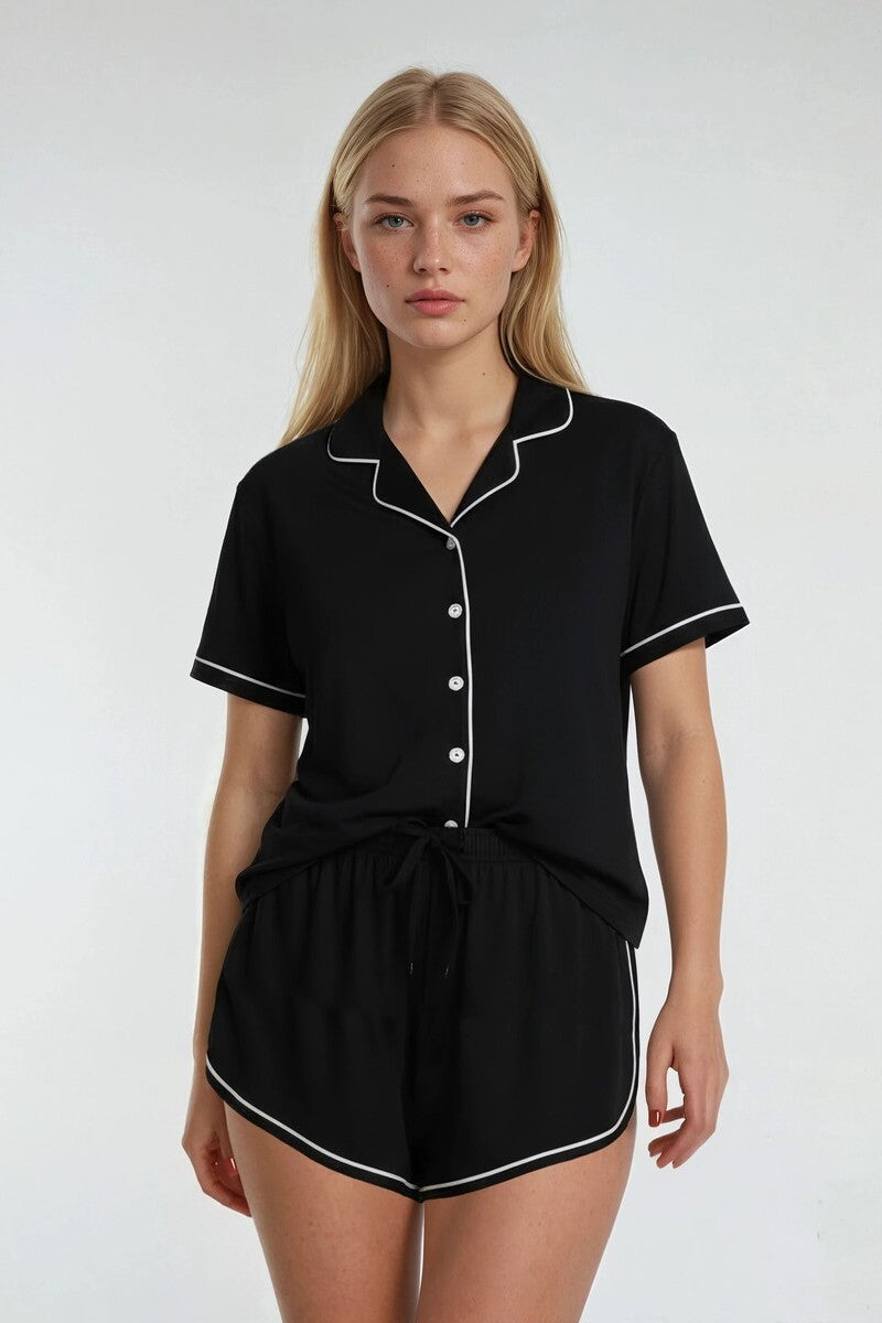 Piped-Trim Top & Shorts Pajama Set | Forever 21 Womens