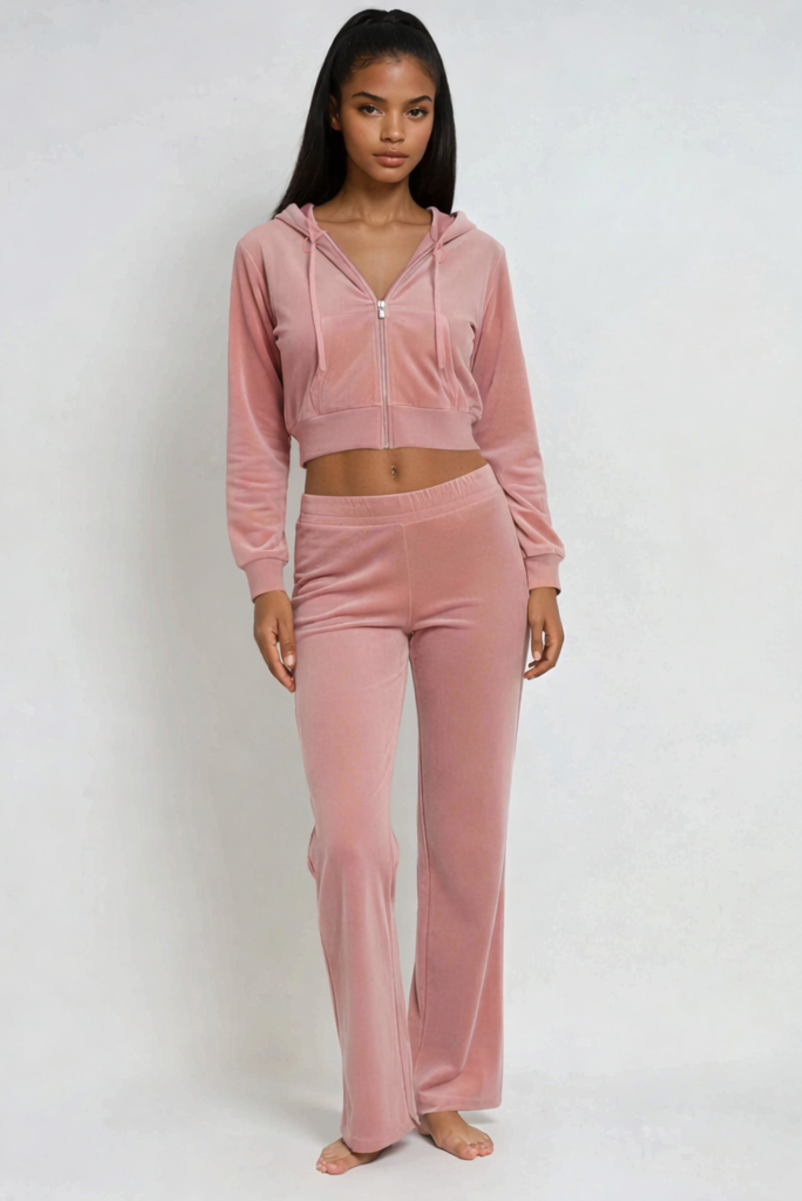 Velour Zip-Front Hoodie & Pant Set | Forever 21 Womens