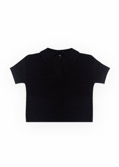 Short-Sleeve Crochet Collared Sweater Top | Forever 21 Womens