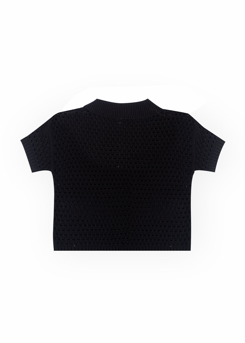 Short-Sleeve Crochet Collared Sweater Top | Forever 21 Womens