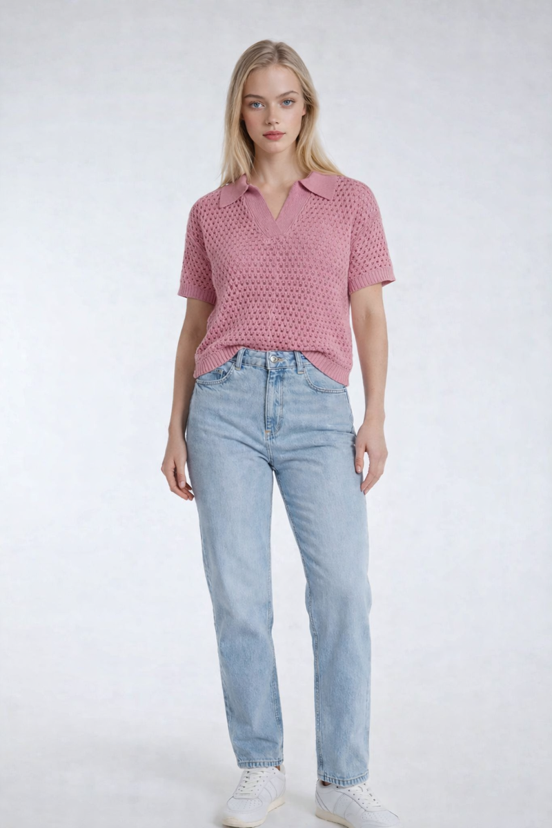 Short-Sleeve Crochet Collared Sweater Top | Forever 21 Womens