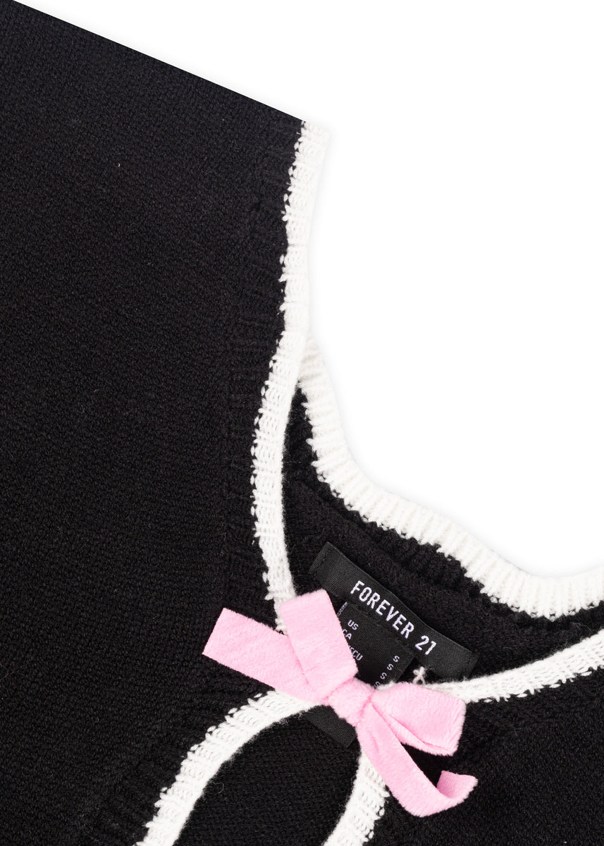 Velvet Bow Open-Front Knit Sweater | Forever 21 Womens