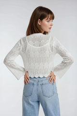 Open-Front Pointelle Bow Cardigan | Forever 21 Womens