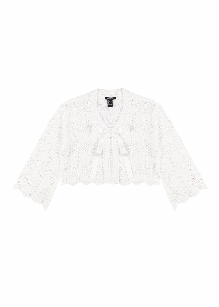 Open-Front Pointelle Bow Cardigan | Forever 21 Womens