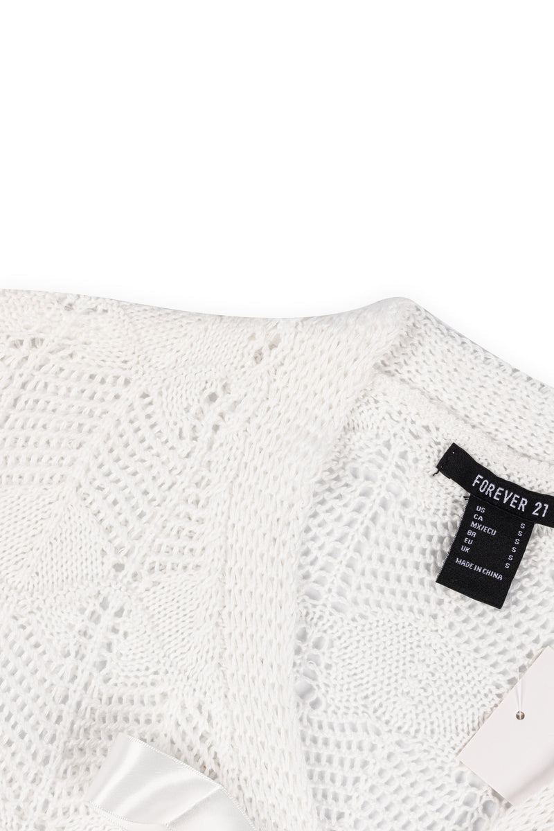 Open-Front Pointelle Bow Cardigan | Forever 21 Womens