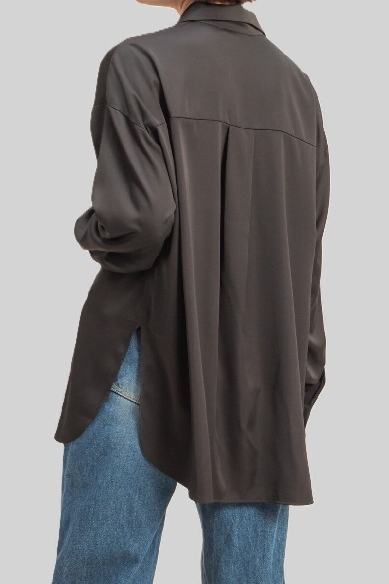 Oversized Satin Button-Up Shirt | Forever 21 Womens
