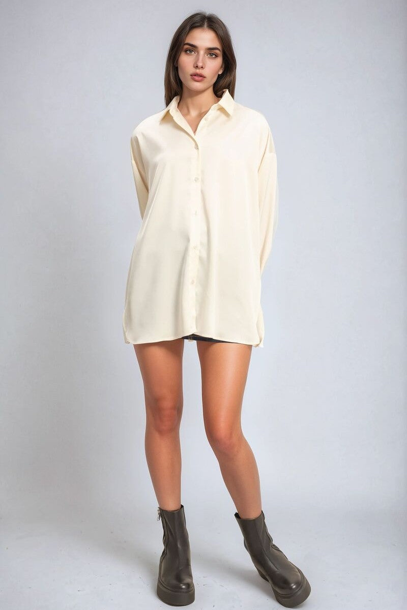 Oversized Satin Button-Up Shirt | Forever 21 Womens