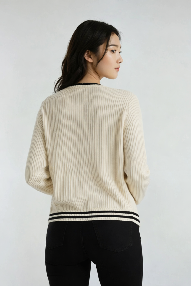 Oversized Contrast-Trim Ribbed Cardigan | Forever 21 Womens