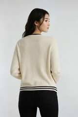 Oversized Contrast-Trim Ribbed Cardigan | Forever 21 Womens