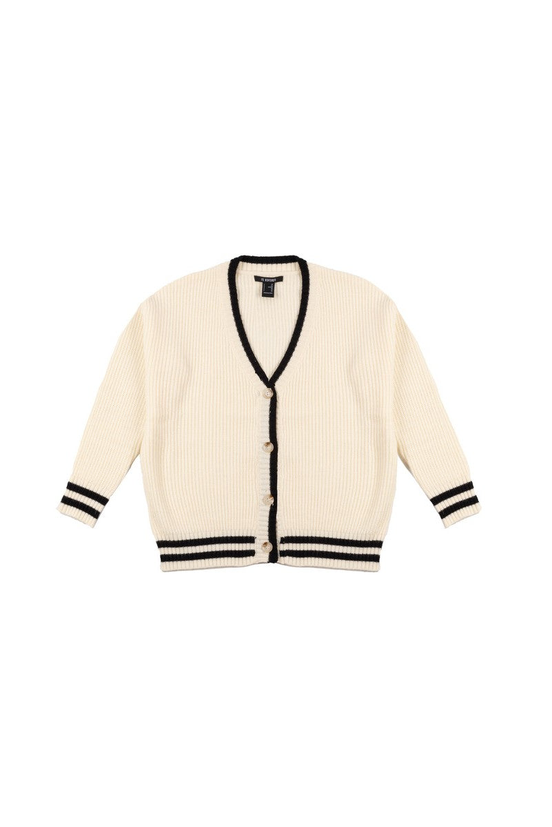Oversized Contrast-Trim Ribbed Cardigan | Forever 21 Womens
