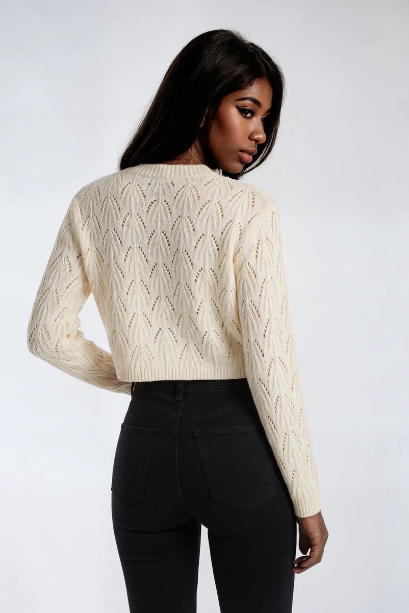 Embroidered Strawberry Cropped Pointelle Sweater | Forever 21 Womens