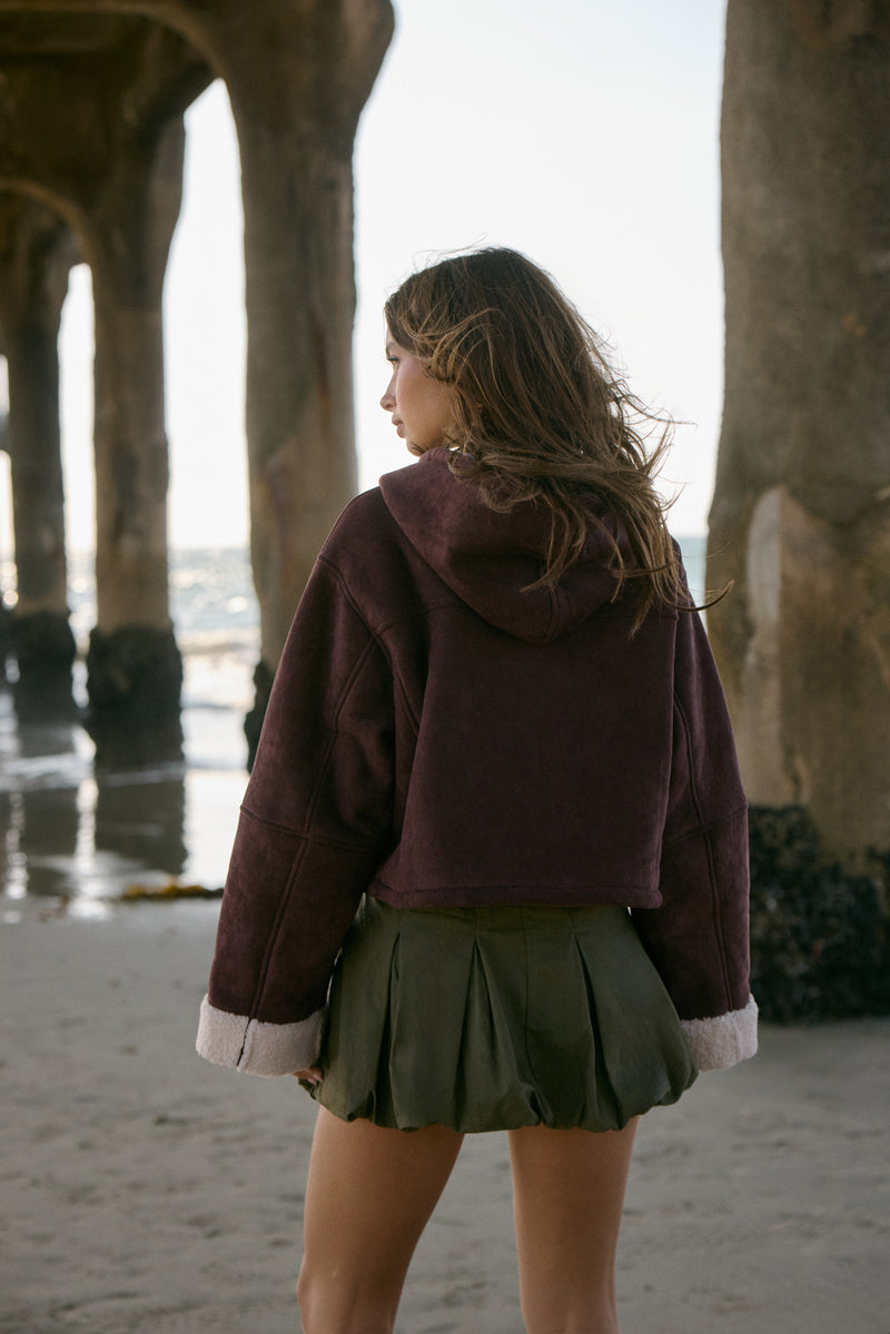 Faux Suede Cropped Hooded Jacket | Forever 21 Womens