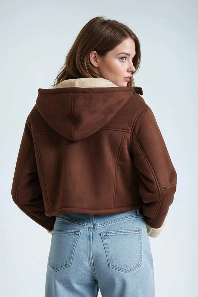 Faux Suede Cropped Hooded Jacket | Forever 21 Womens
