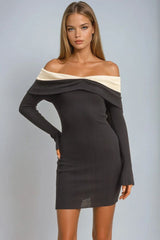 Off-The-Shoulder Contrast-Trim Mini Dress | Forever 21 Womens
