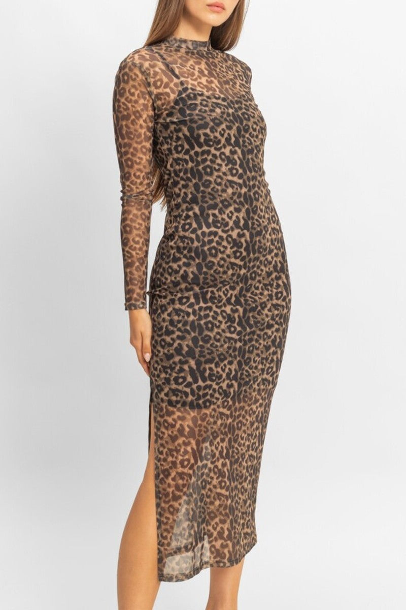 Mesh Leopard Print Midi Dress | Forever 21 Womens