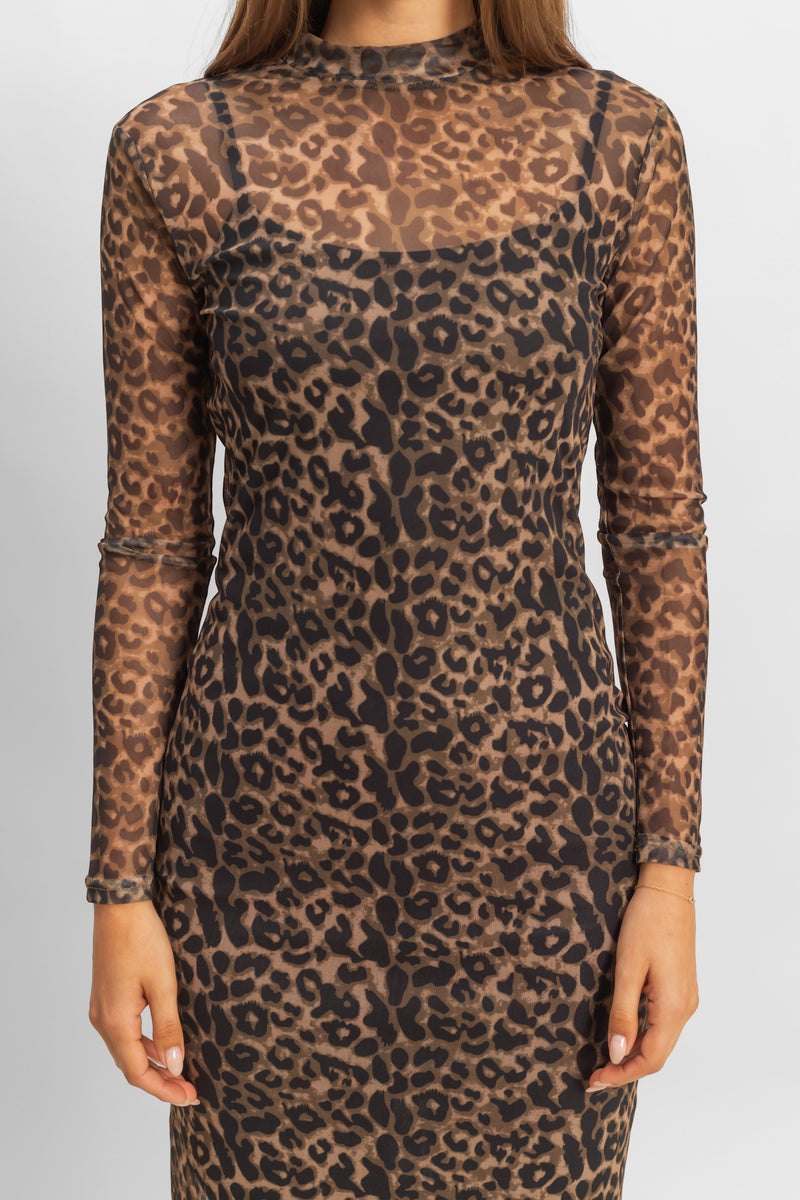 Mesh Leopard Print Midi Dress | Forever 21 Womens