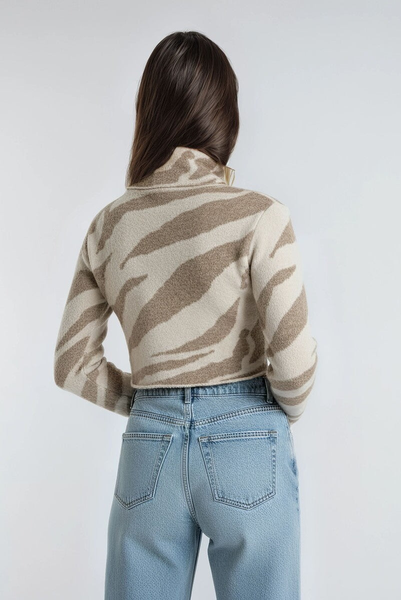 Zebra Print Cropped Turtleneck Sweater | Forever 21 Womens