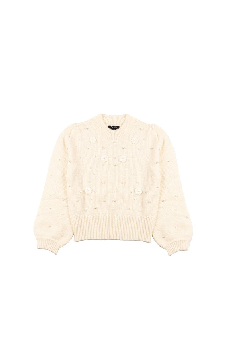 Floral Appliqué Faux Pearl Sweater | Forever 21 Womens