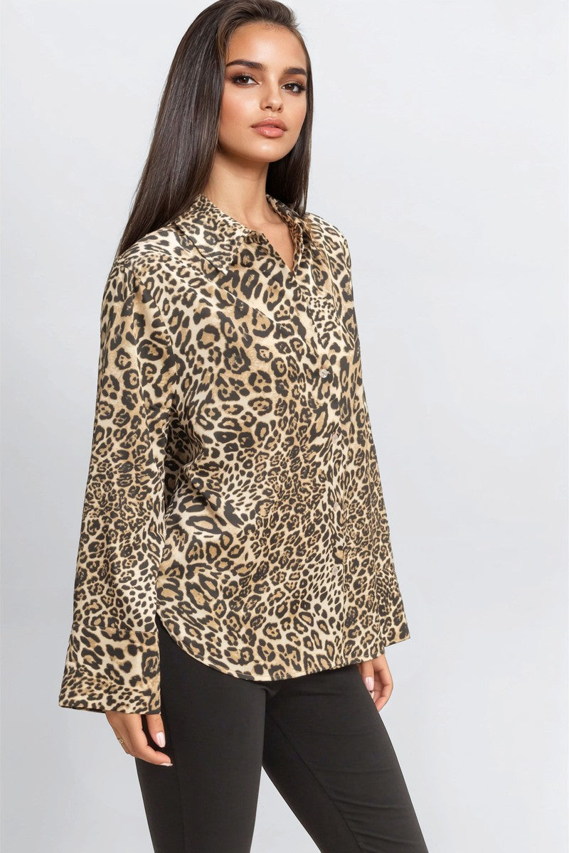 Satin Leopard Print Shirt | Forever 21 Womens