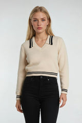 Contrast-Trim Collared Knit Sweater | Forever 21 Womens