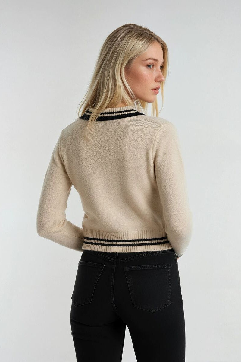Contrast-Trim Collared Knit Sweater | Forever 21 Womens