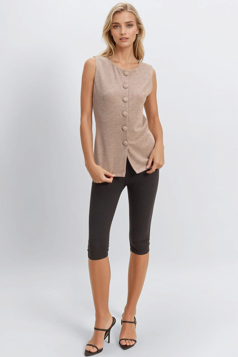 Rib-Knit Button-Front Sleeveless Top | Forever 21 Womens