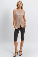 Rib-Knit Button-Front Sleeveless Top | Forever 21 Womens