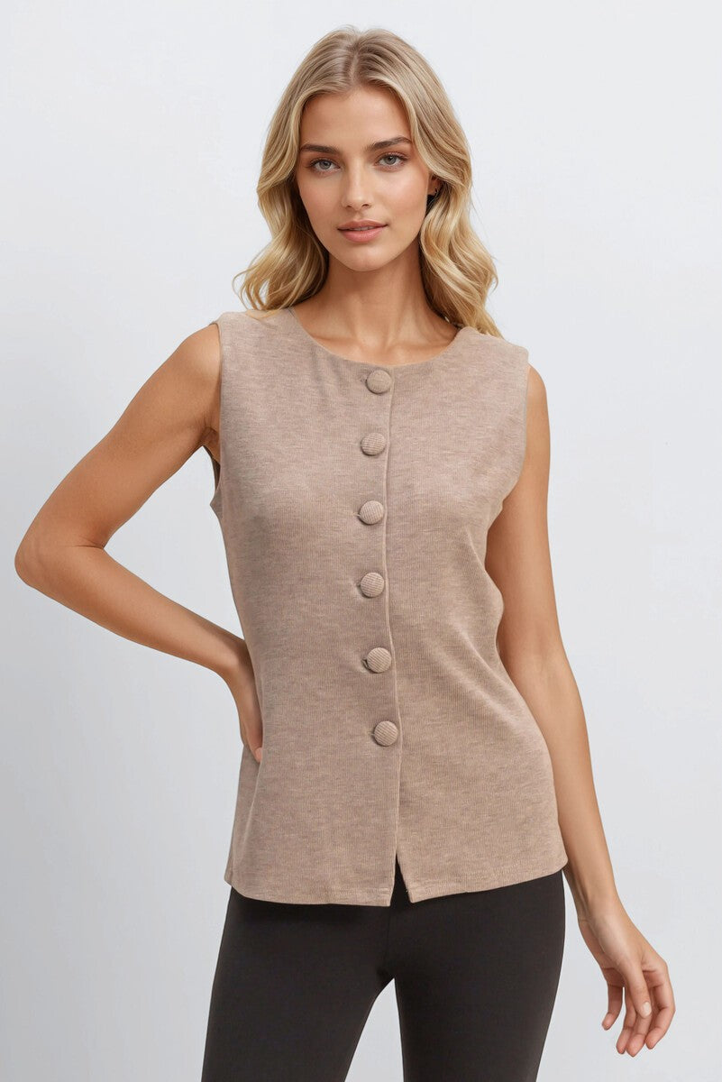 Rib-Knit Button-Front Sleeveless Top | Forever 21 Womens