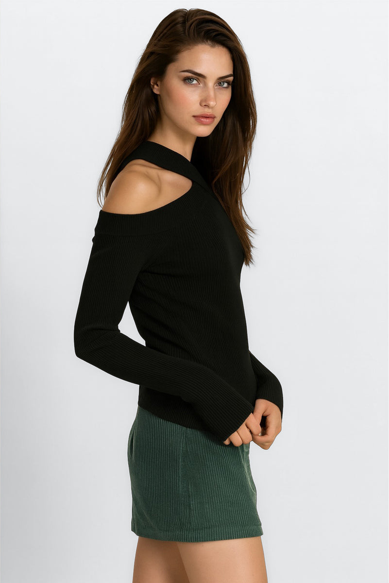 Ribbed Off-The-Shoulder Halter Sweater-Knit Top | Forever 21 Womens