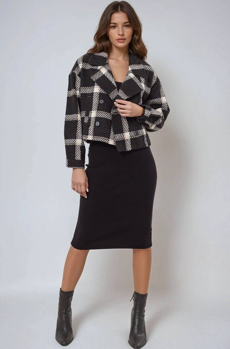 Plaid Double-Breasted Cropped Jacket | Forever 21 Womens