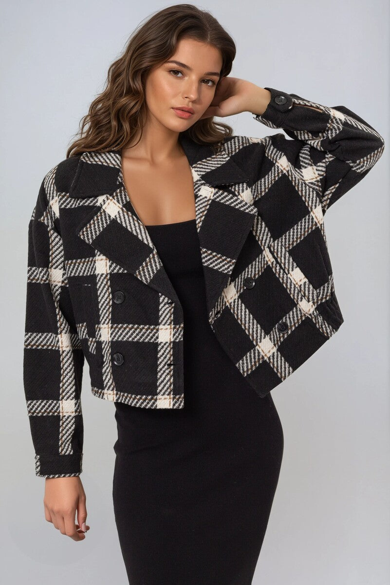 Plaid Double-Breasted Cropped Jacket | Forever 21 Womens