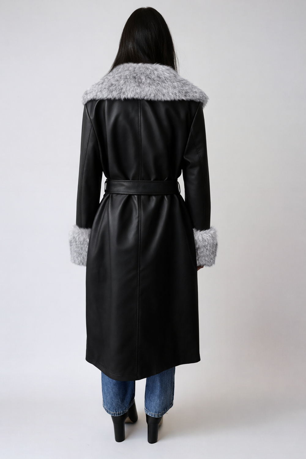 Faux Leather & Faux Fur-Trim Trench Coat | Forever 21 Womens