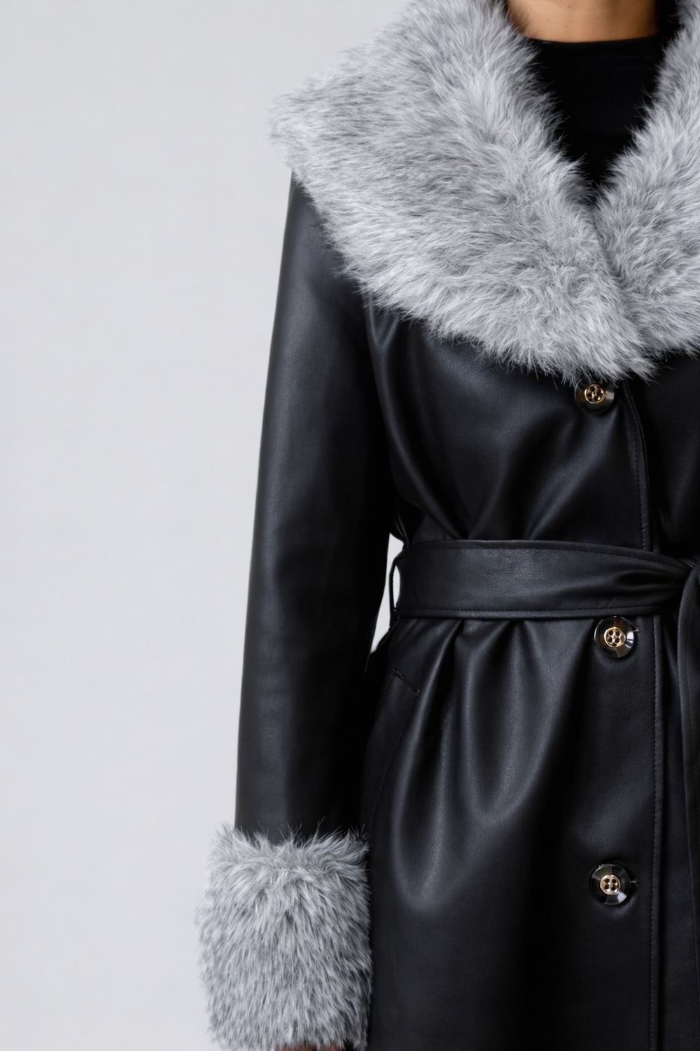 Faux Leather & Faux Fur-Trim Trench Coat | Forever 21 Womens