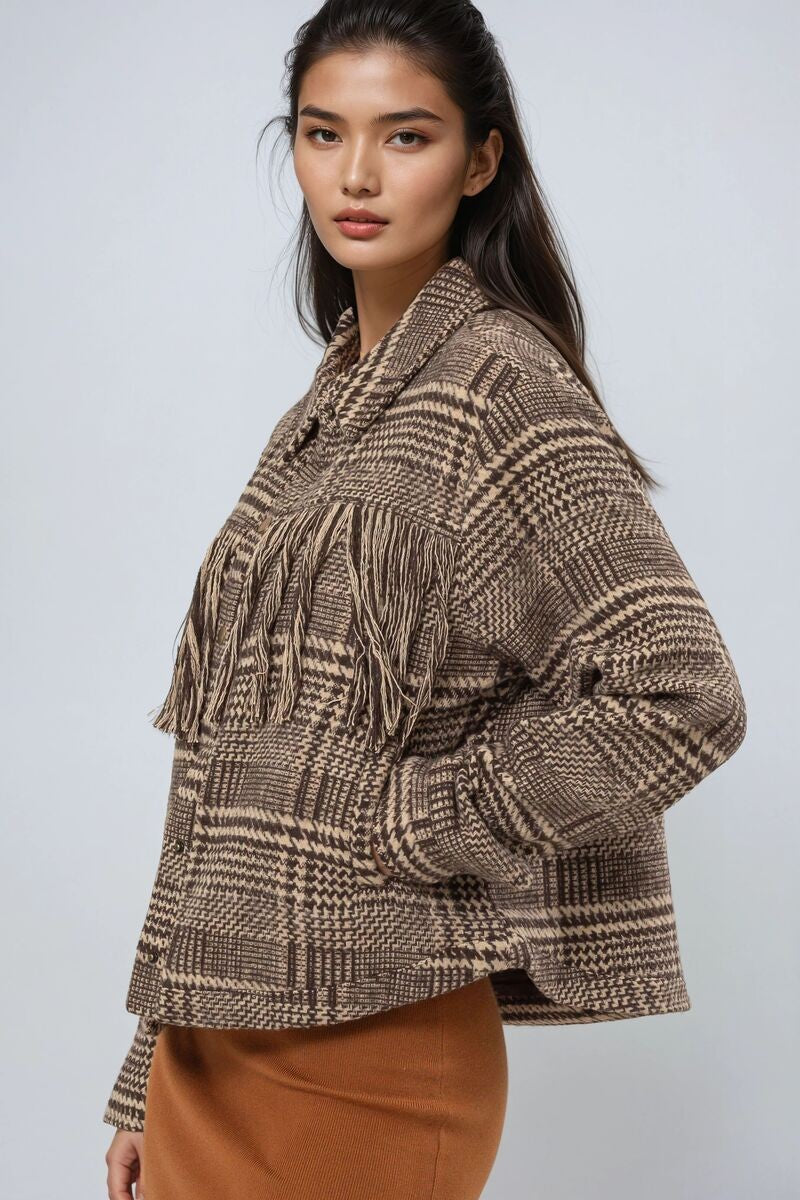 Glen Plaid Fringe-Trim Jacket | Forever 21 Womens