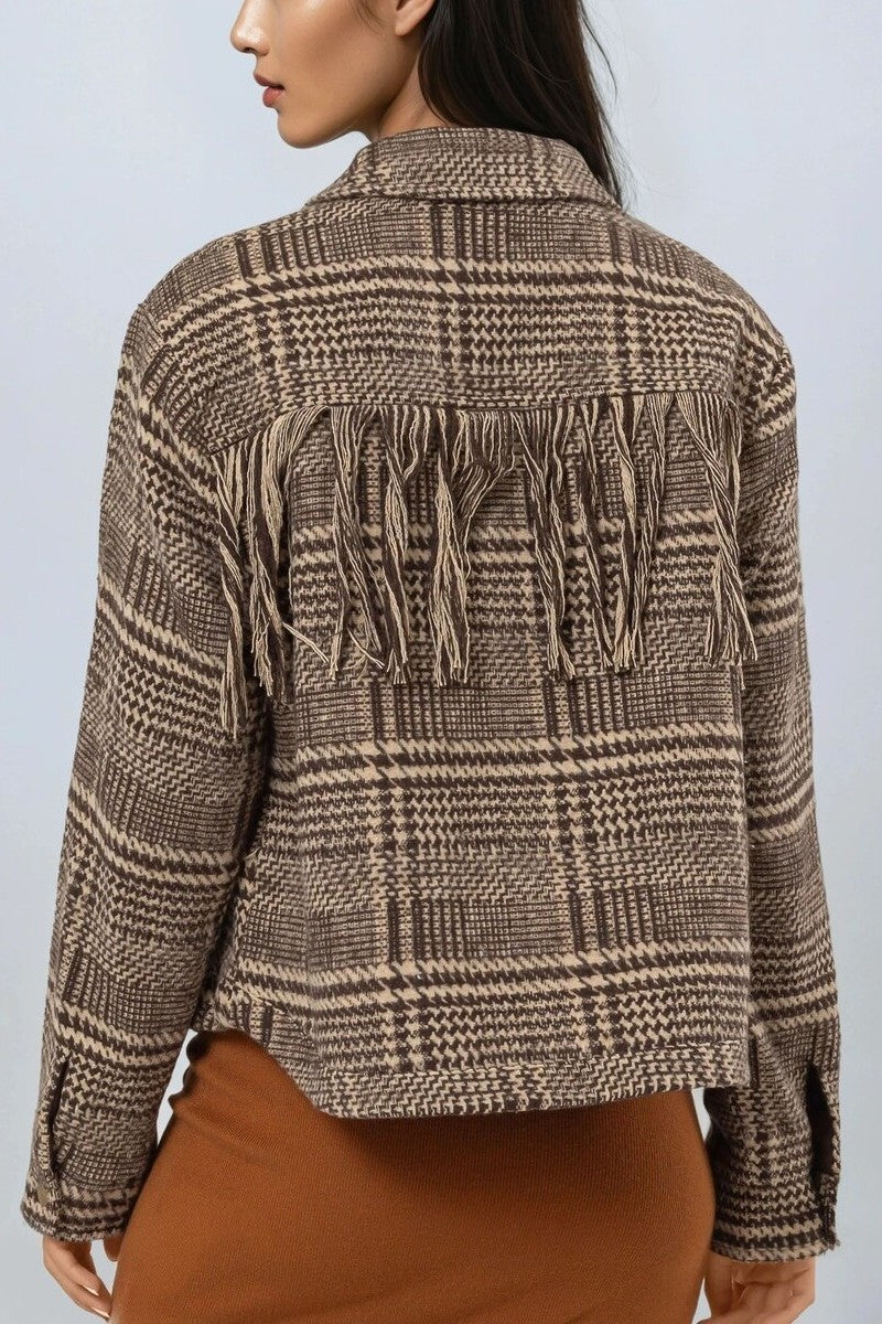 Glen Plaid Fringe-Trim Jacket | Forever 21 Womens