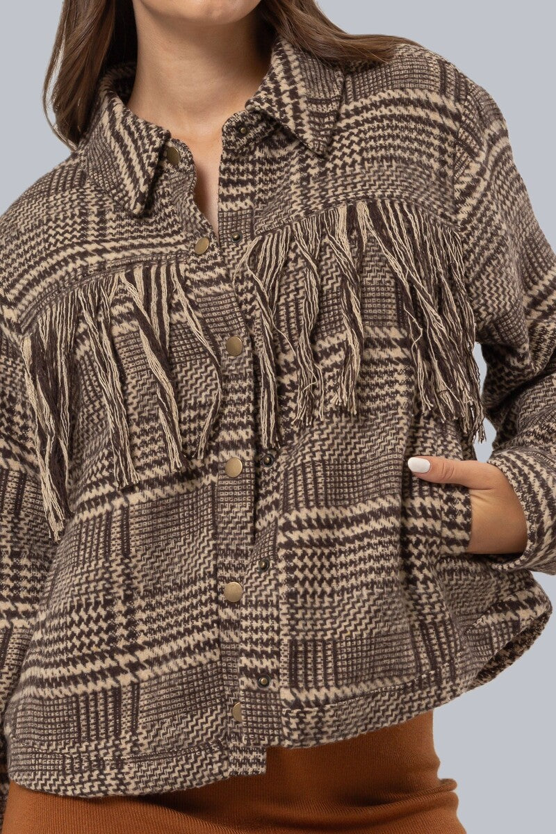 Glen Plaid Fringe-Trim Jacket | Forever 21 Womens