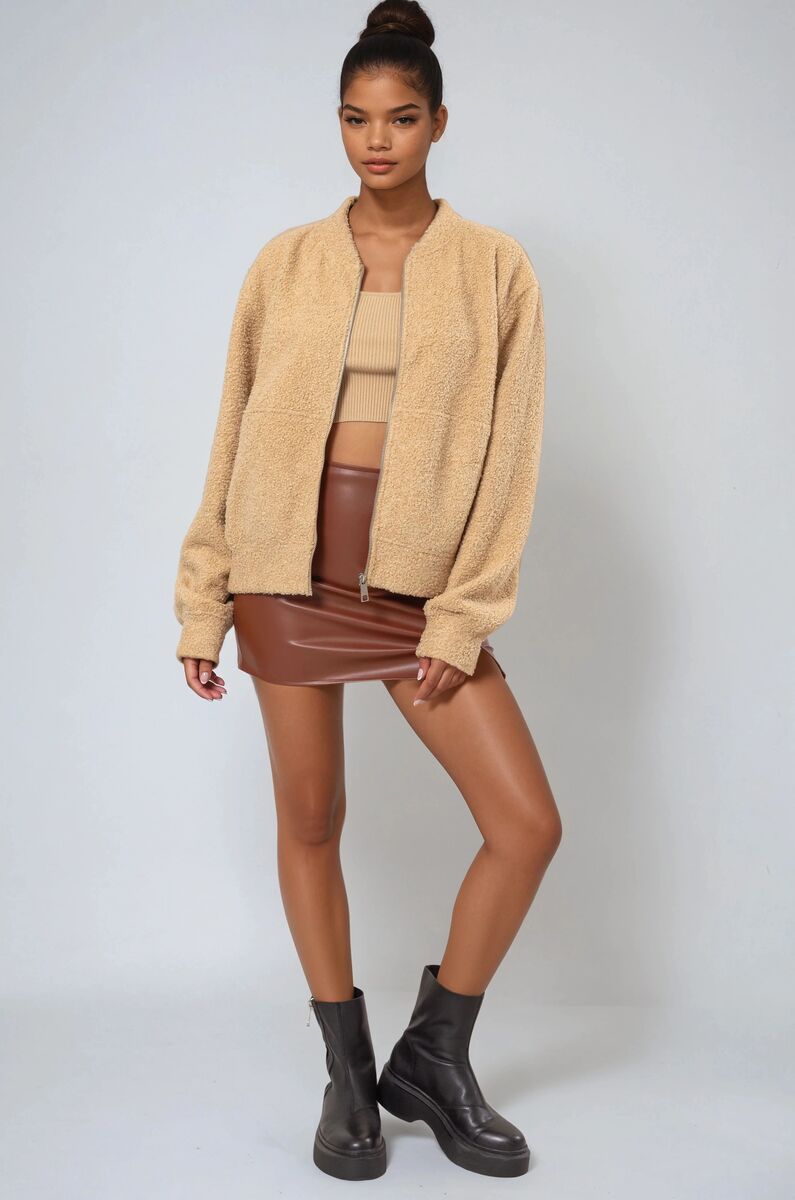Boucle Zip-Front Bomber Jacket | Forever 21 Womens