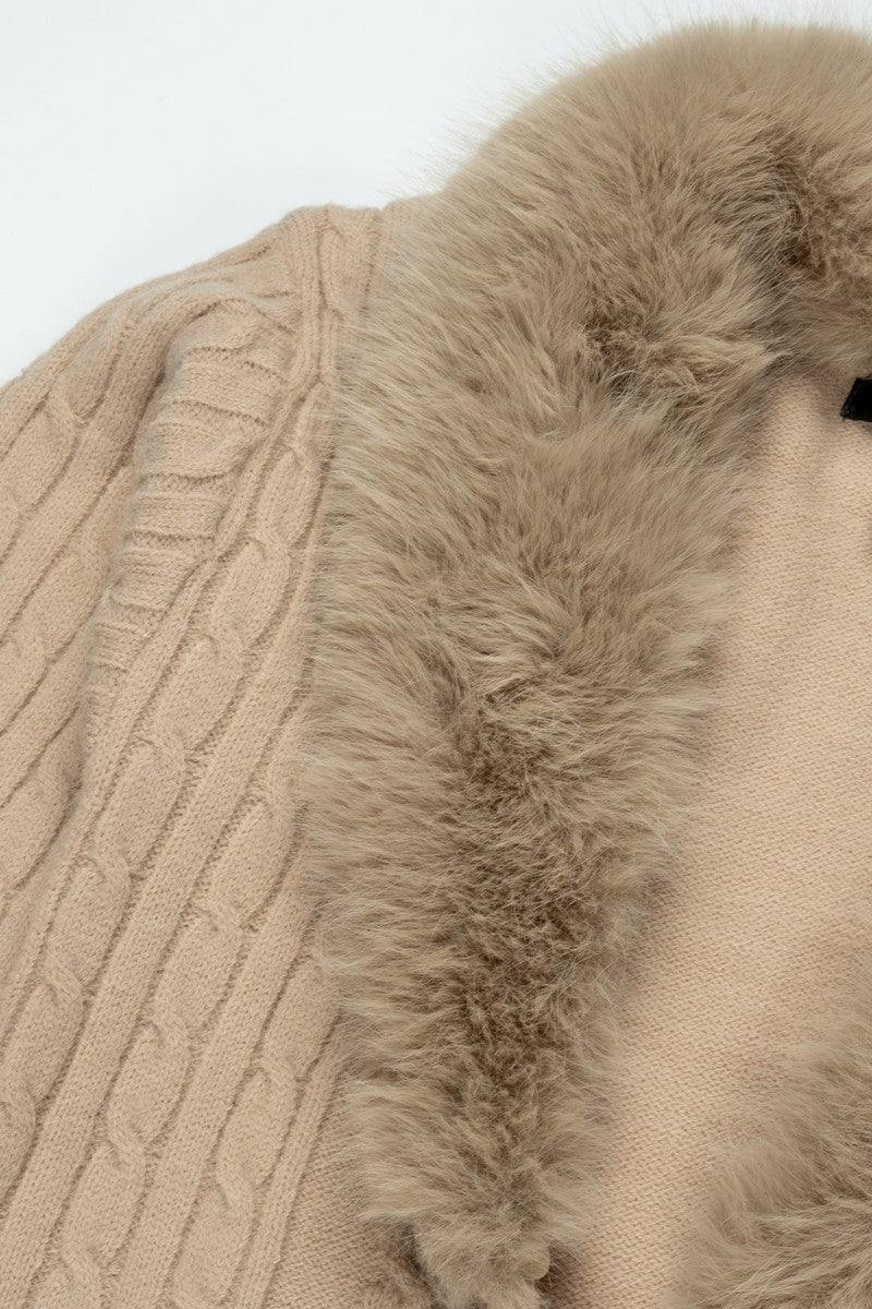 Faux Fur-Collar Cable Knit Longline Cardigan | Forever 21 Womens