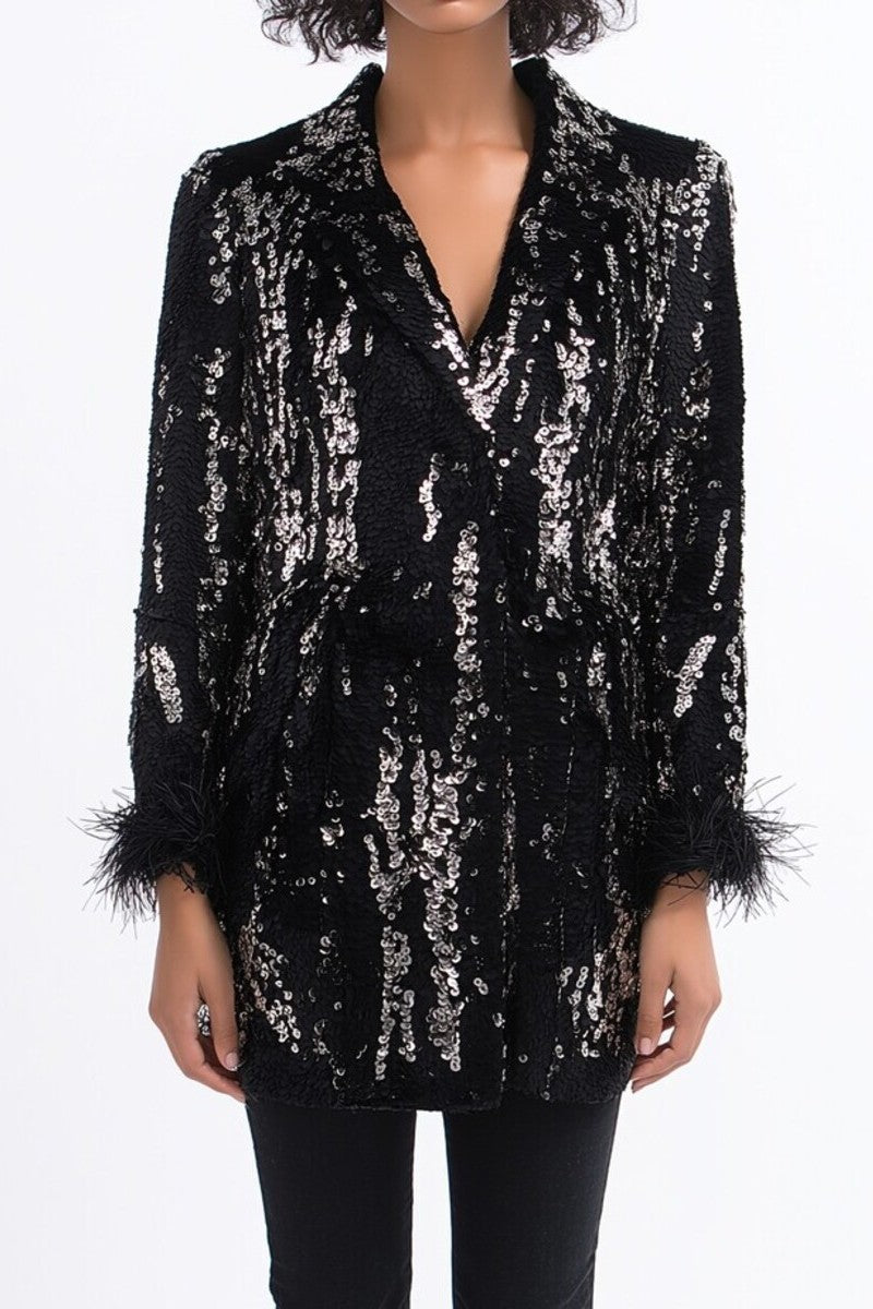 Sequin Feather-Trim Blazer | Forever 21 Womens