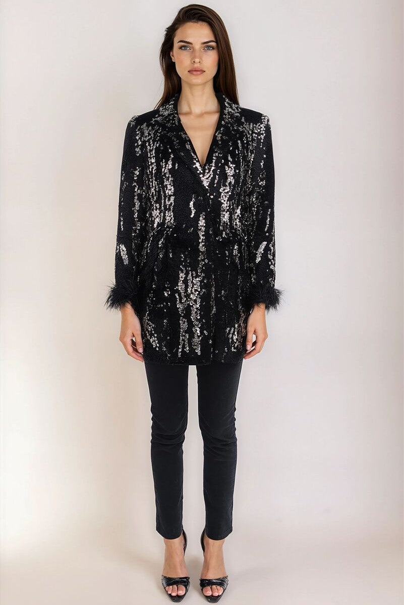 Sequin Feather-Trim Blazer | Forever 21 Womens