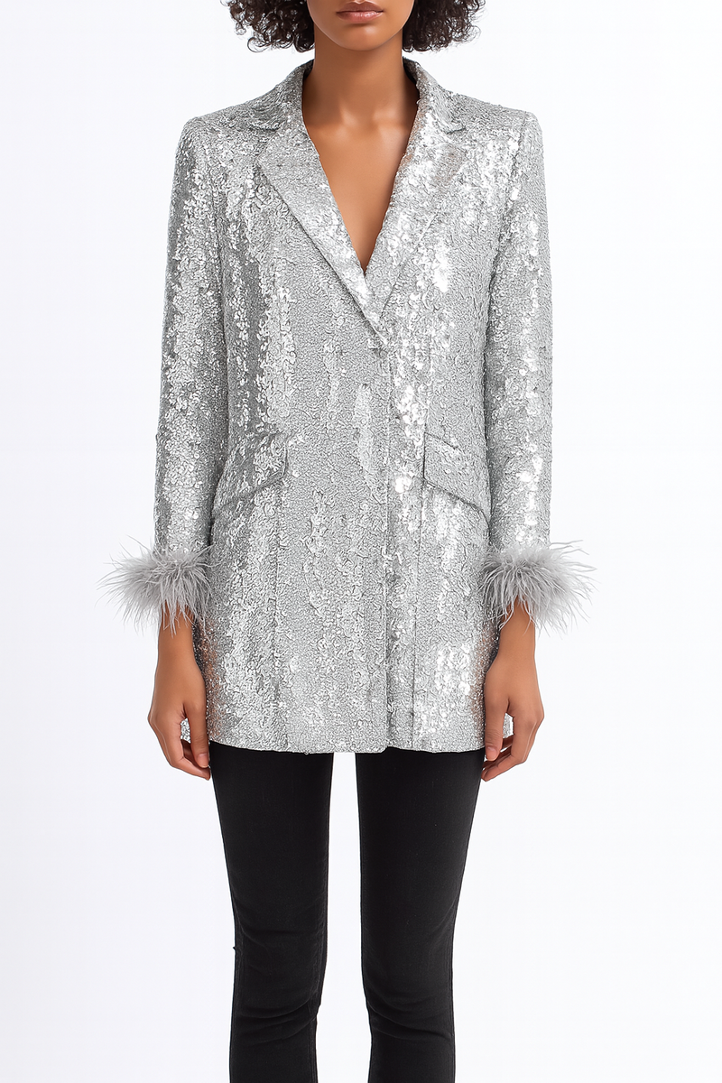 Sequin Feather-Trim Blazer | Forever 21 Womens