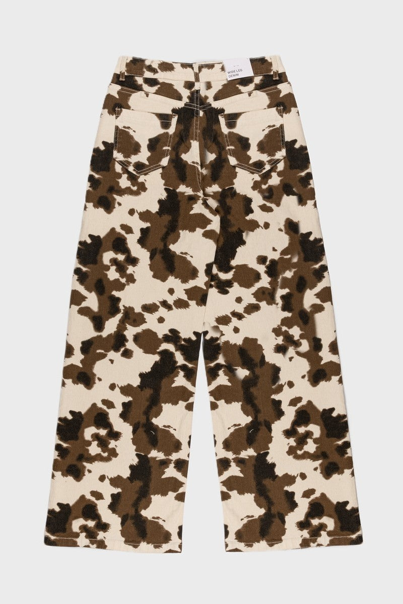 Cow Print Rhinestone Wide-Leg Jeans | Forever 21 Womens