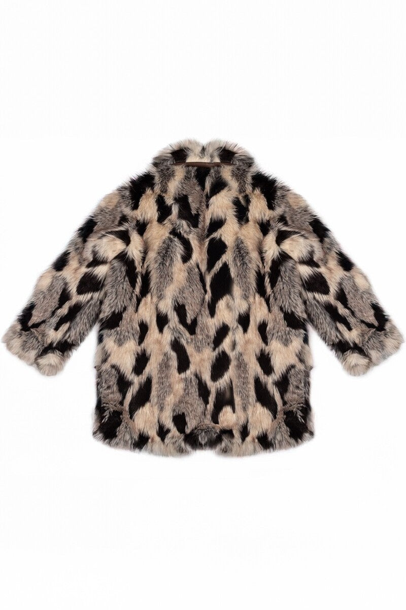 Abstract Print Longline Faux Fur Jacket | Forever 21 Womens