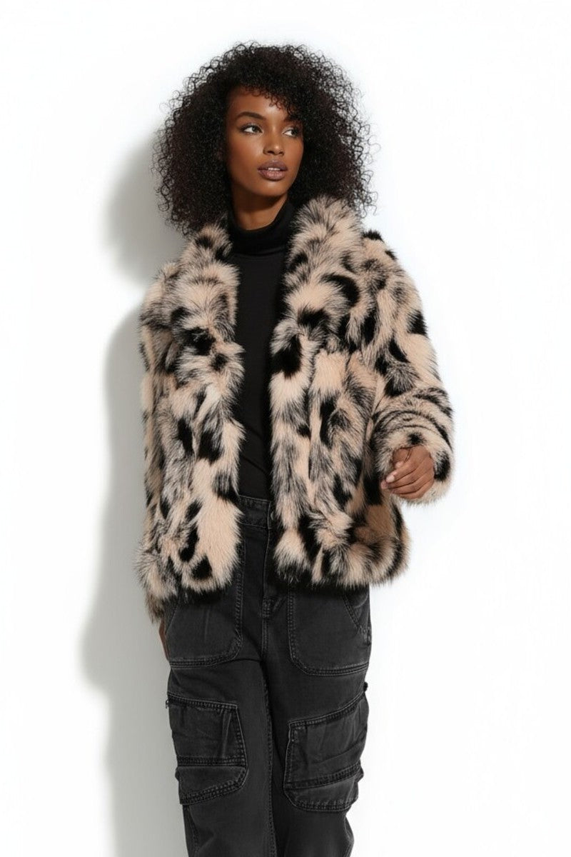 Abstract Print Longline Faux Fur Jacket | Forever 21 Womens