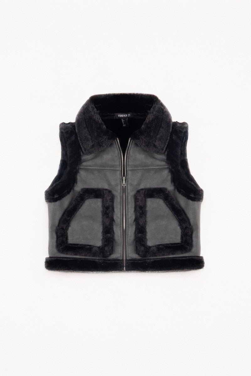 Faux Leather & Shearling Vest | Forever 21 Womens