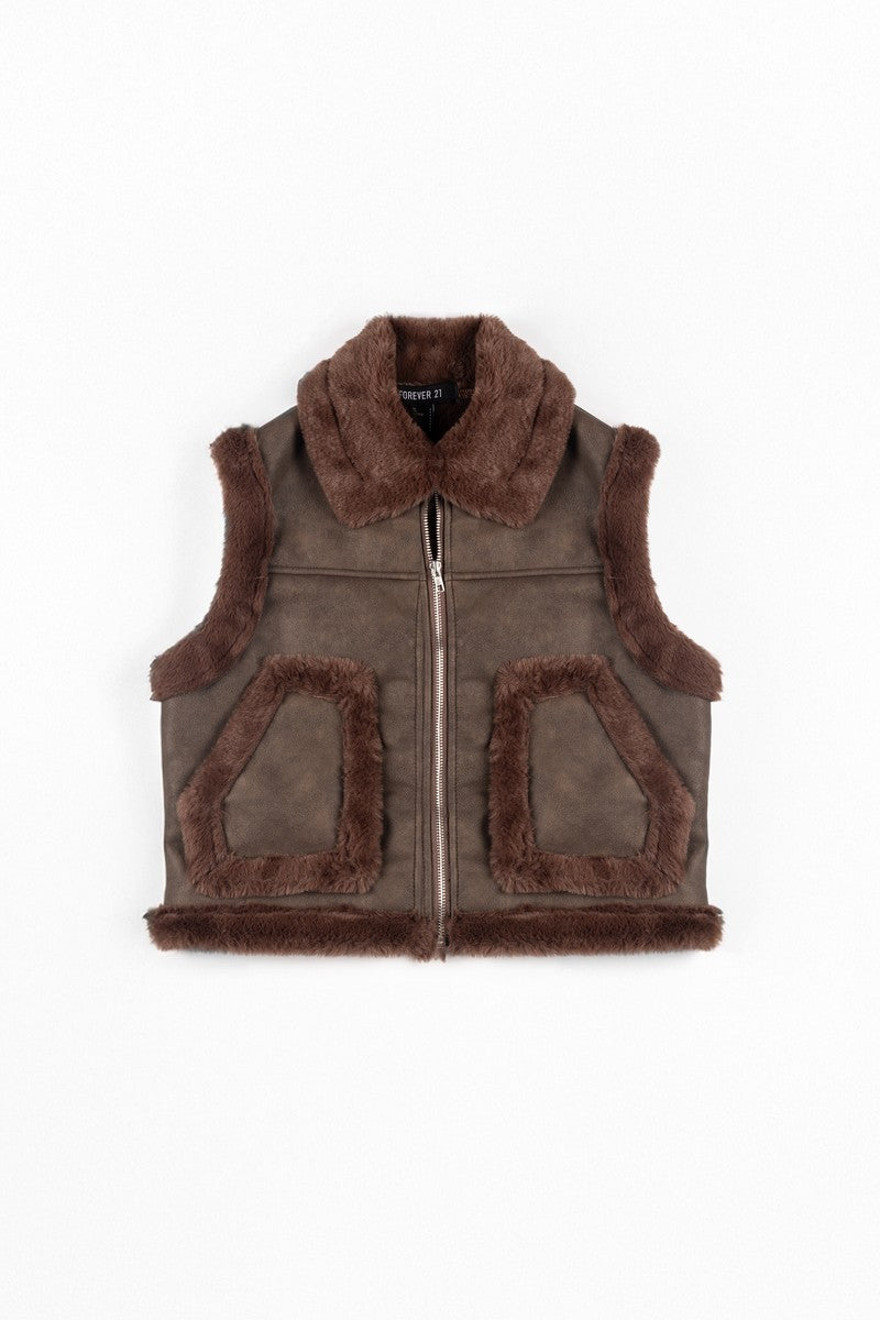 Faux Leather & Shearling Vest | Forever 21 Womens