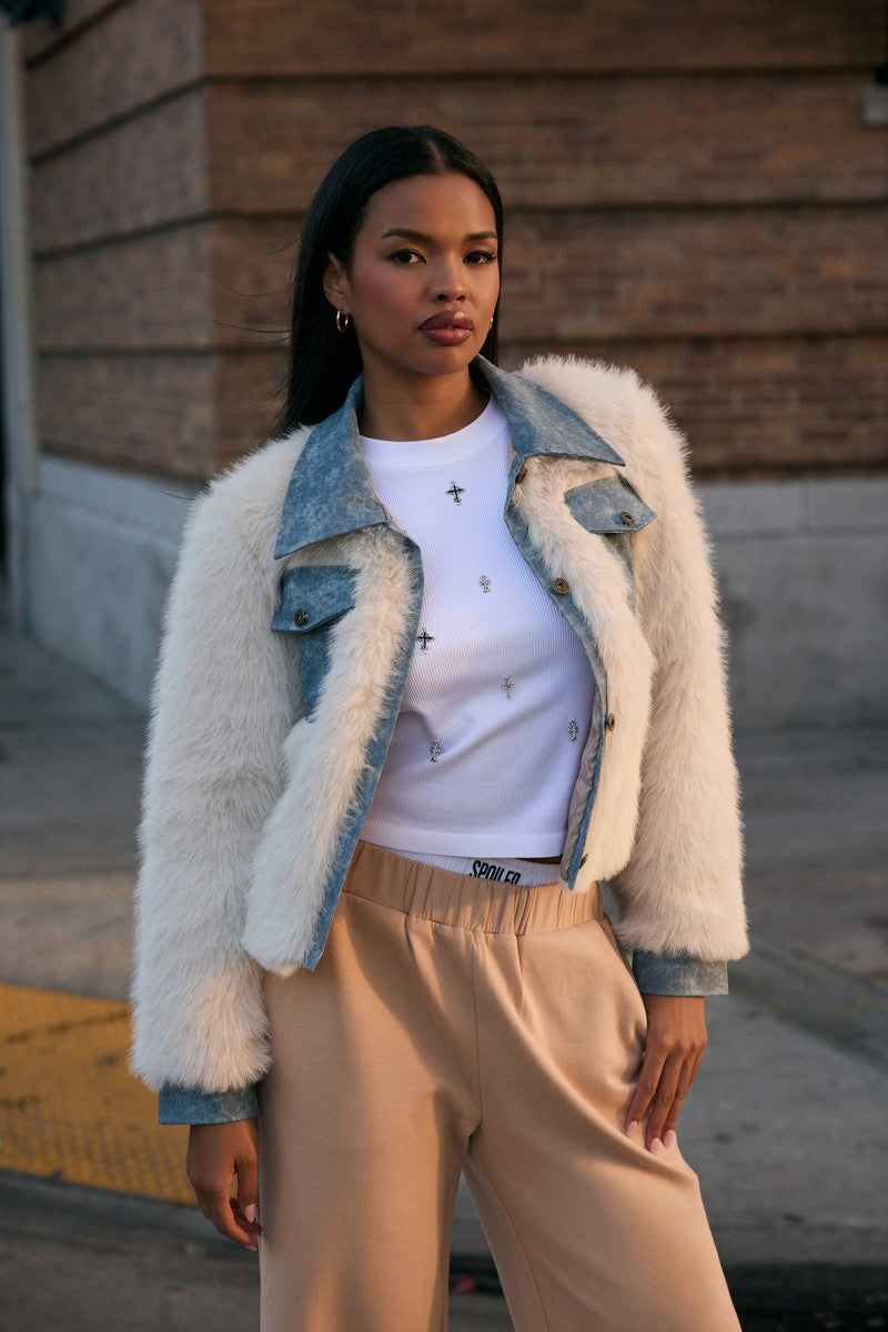Faux Fur & Denim Jacket | Forever 21 Womens