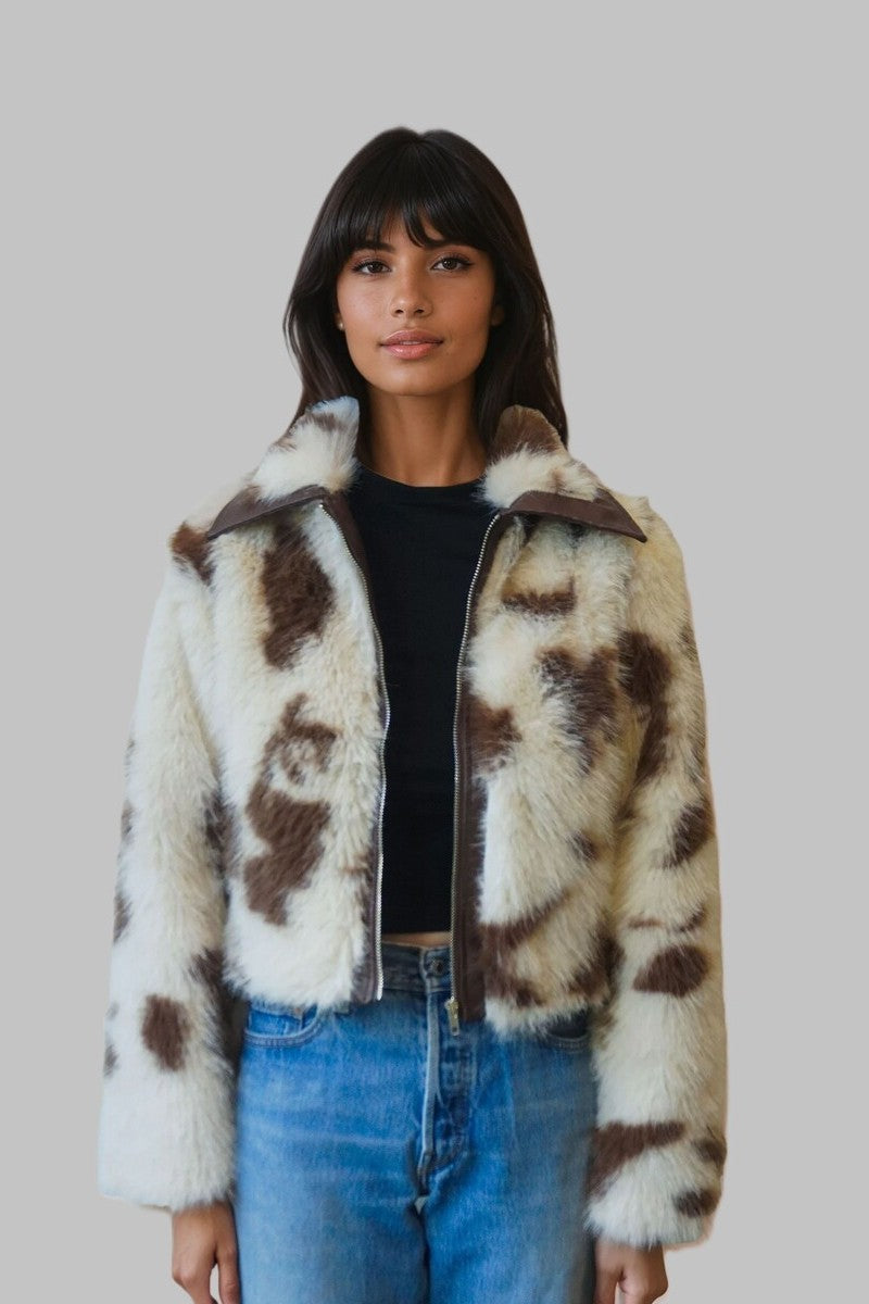 Faux Fur Cow Print Jacket | Forever 21 Womens
