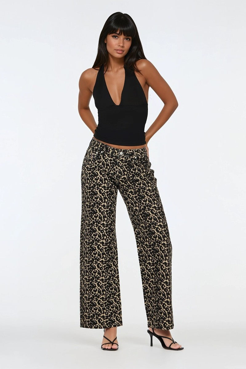 Leopard Print Low-Rise Wide-Leg Jeans | Forever 21 Womens